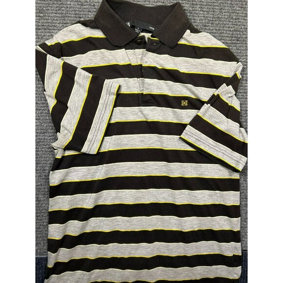 KR3W Other - KR3W Mens Striped Polo Shirt Small Brown Yellow Gray Cotton Blend